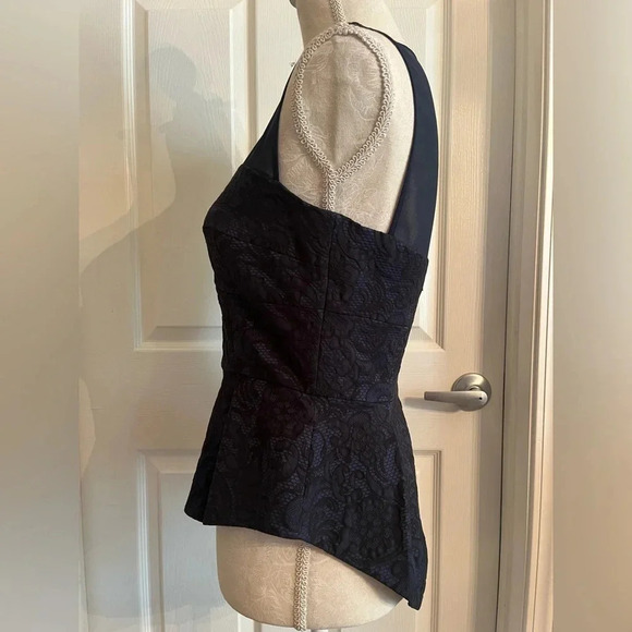 BCBGMaxAzria Noemi Corset Peplum Blouse in Dark Navy size S - Picture 11 of 14